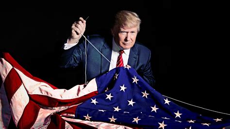 Donald Trump sewing his name into the American Flag.jpg « MyConfinedSpace