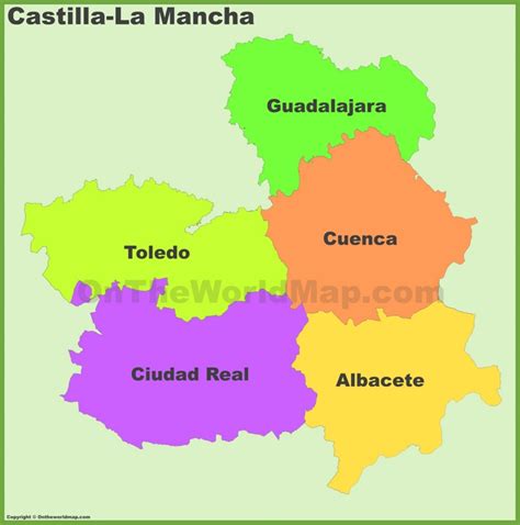 Castilla-La Mancha provinces map - Ontheworldmap.com