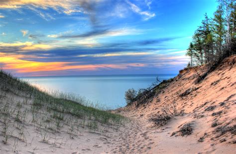 Lake Superior between the dunes at Pictured Rocks National Lakeshore, Michigan image - Free ...