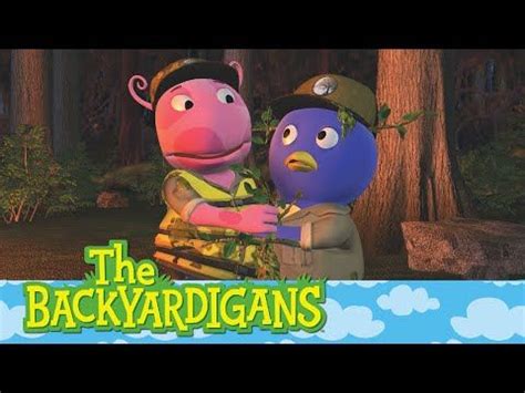 the backyardigans movie poster with two cartoon characters hugging each other in front of trees