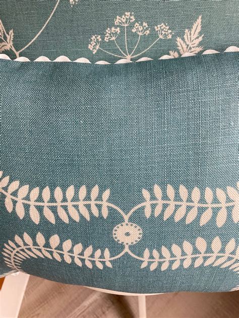 Vanessa Arbuthnott up the Garden Path Rectangular Cushion Cover Teal Colour With Ric-rac Trim ...