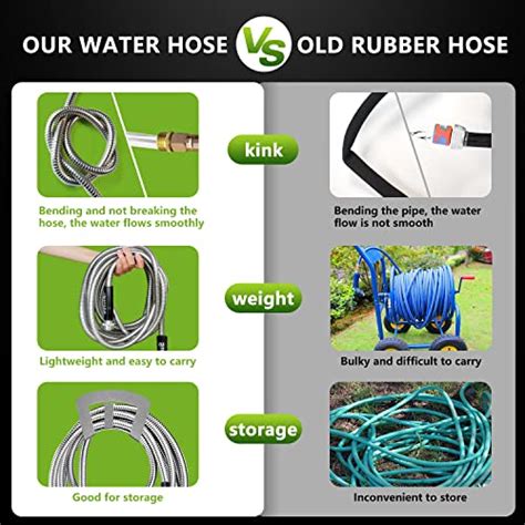 Metal Garden Hose 100 Ft Flexible Stainless Steel Garden Hose 100 Foot Heavy Duty Water Hose ...