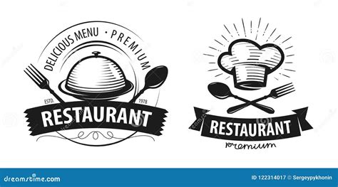 Restaurant Logo or Label. Emblems for Menu Design. Vector Illustration ...