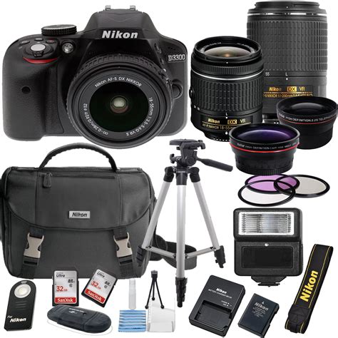 Nikon D3300 24.2 MP DSLR Camera + 18-55mm VR Lens Kit + 55-200mm VR Zoom Lens + Accessory Bundle ...