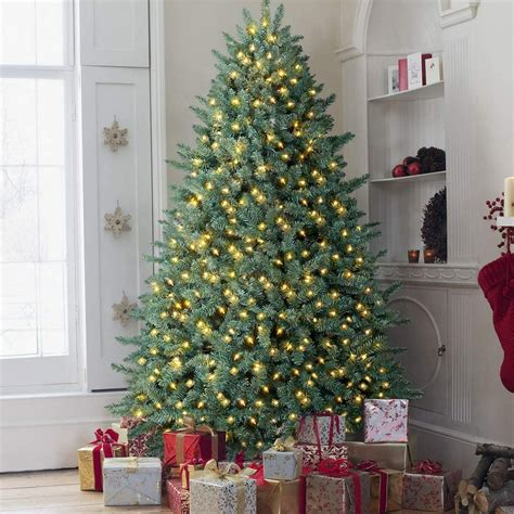 OasisCraft Pre-lit Christmas Tree 6ft Premium Hinged Blue Spruce Artificial Christmas Tree, Feel ...