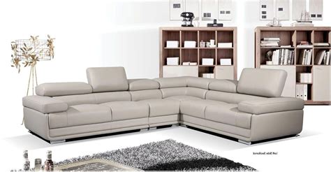 Chic Grey Leather Sectional Sofa Set Contemporary Modern Right Hand ESF ...