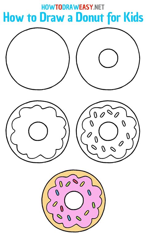 How to Draw a Donut Step by Step | Donut drawing, Cute drawings for kids, Easy drawings for kids