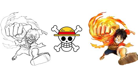 Drawing Monkey D. Luffy Straw Hat Pirates - One Piece - YouTube