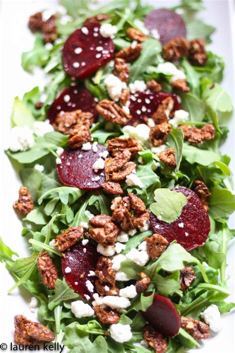 Arugula Beet Salad with Candied Pecans & Gorgonzola Cheese - Lauren ...