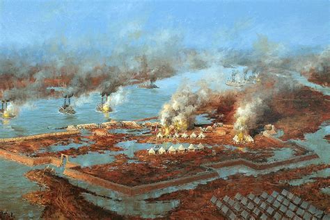 Battle of Fort Henry, Tennessee, February 6, 1862. Poorly sited and flooded by the Tennessee ...