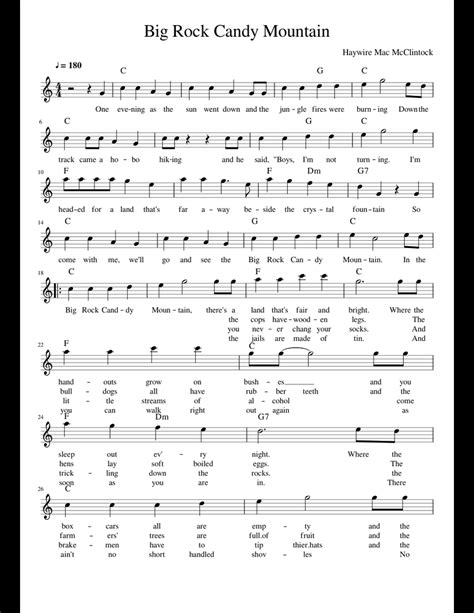 Big Rock Candy Mountain sheet music for Piano download free in PDF or MIDI