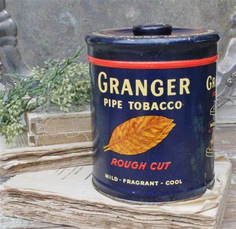 Antique GRANGER Pipe Tobacco Tin Canister Box Farmhouse Decor Fixer ...