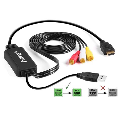 HDMI to RCA Cable - Hassle Free - Converts Digital HDMI signal to Analog RCA/AV - Works w/ TV ...