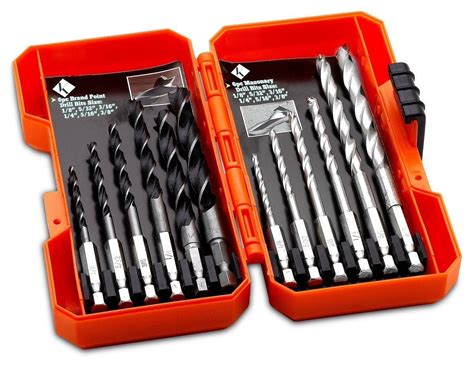 Drill Bits Hex Shank, 12 Piece Power Accessory Set- 6pcs Brad Point ...