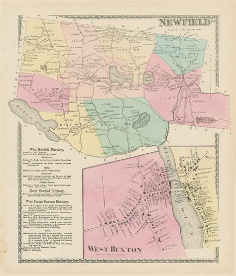 Town of NEWFIELD Maine 1872 Map | Etsy