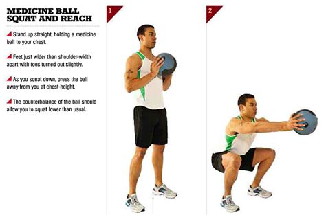 Med Ball Squat and Reach Exercise