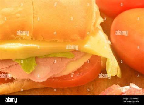 Cheese, tomato and ham sandwich Stock Photo - Alamy