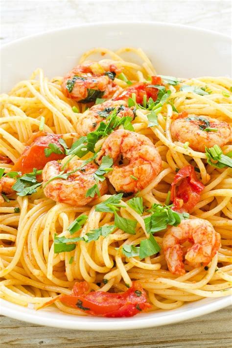 Easy Low Fat Spicy Shrimp Pasta Recipe with Green Onion, Garlic, Lemon ...