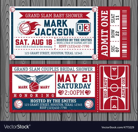 Set of vintage basketball tickets Royalty Free Vector Image