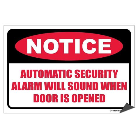 Alarm Sounds When Door Opened Sign/Sticker | VictoryStore ...