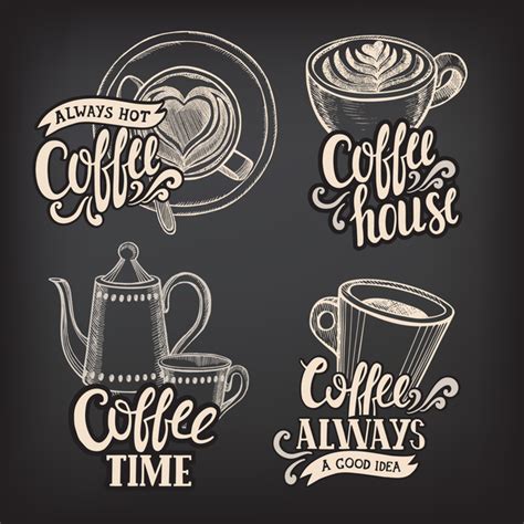 Coffee logos design with chalkboard background vector 01 - Vector Food free download