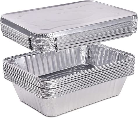 2 ¼ Pounds Disposable Aluminum Foil Pans with Lids | Oblong Cookware ...