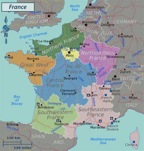 Large regions map of France | France | Europe | Mapsland | Maps of the World