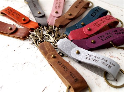 Personalized Leather Keychain CHOOSE YOUR COLOR Custom