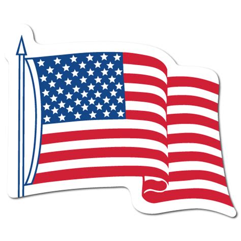 4" x 3.25" Waving American Flag Shape Stickers