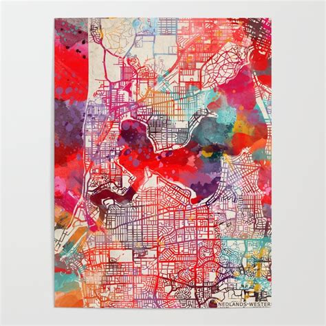 Nedlands map Western Australia painting Poster by Maps Factory | Society6