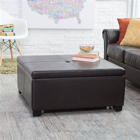 Best 30+ of Brown Leather Ottoman Coffee Tables with Storages