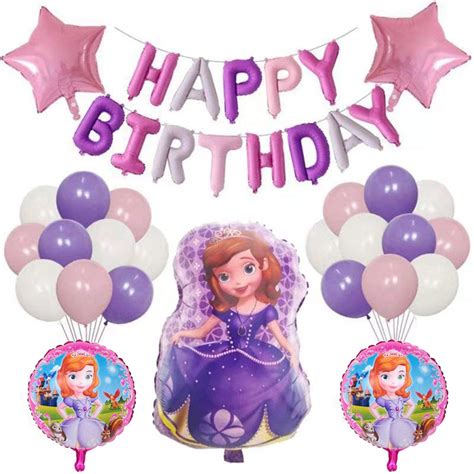 Buy SOFIA THE FIRST Happy Birthday Party Balloons Supplies for Kids ...