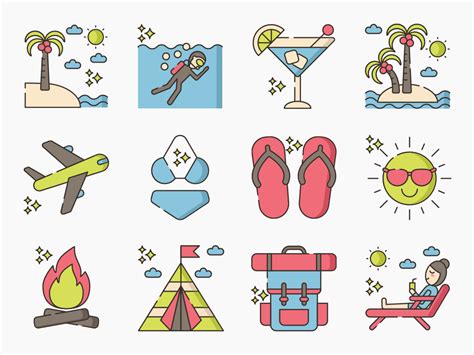 85 Summer Travel Icon Set - Flat Icons