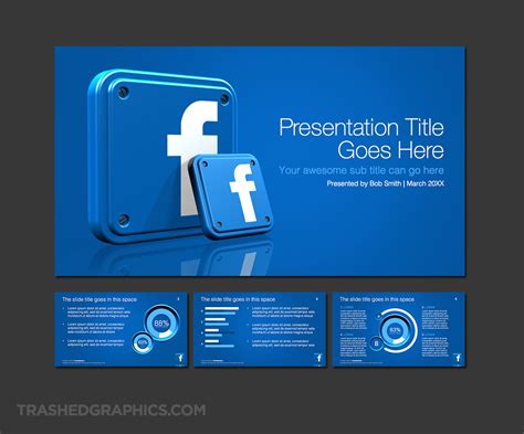 Widescreen PowerPoint template with 3d Facebook app icons – TrashedGraphics