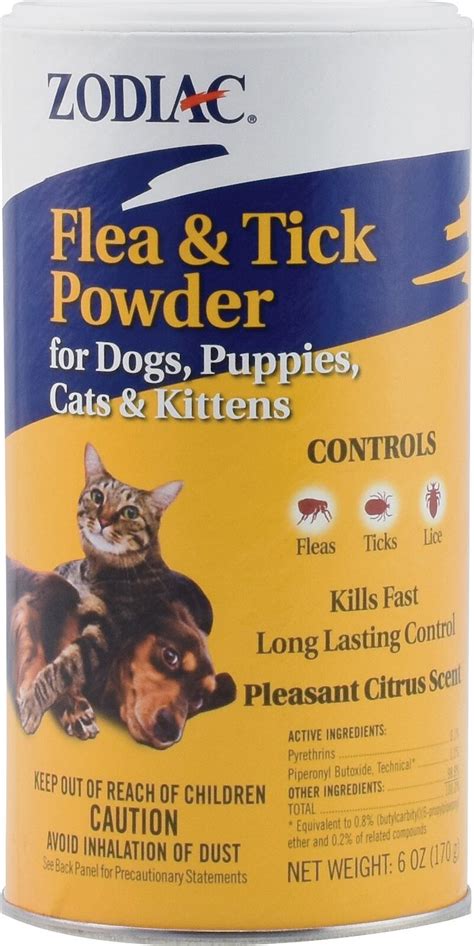 Zodiac Flea & Tick Powder for Dogs, Puppies, Cats & Kittens, 6-oz ...