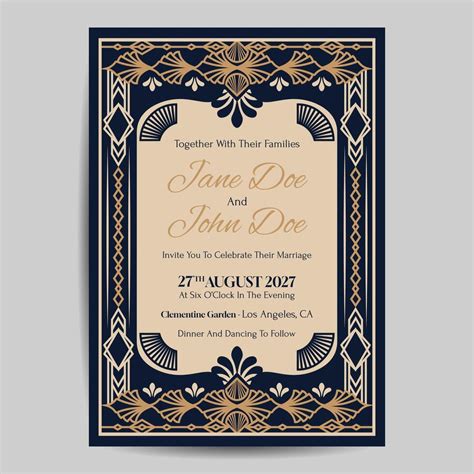 Art Deco Wedding Invitation Template 37281347 Vector Art at Vecteezy