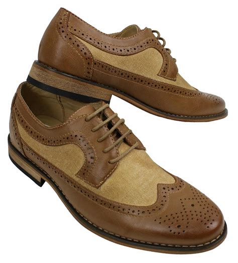 Mens Brogues Leather Shoes Italian Designer Smart Casual Brown Black Navy Retro | Happy Gentleman