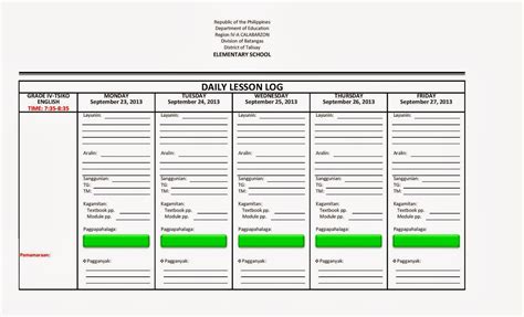 DAILY LESSON LOG FORMAT - ENGLISH & FILIPINO LANGUAGE ~ FILESishare