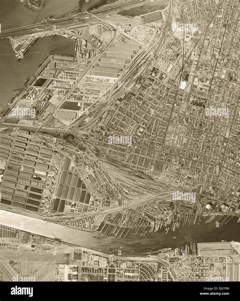 historical aerial photograph of the Port of Oakland, Oakland ...