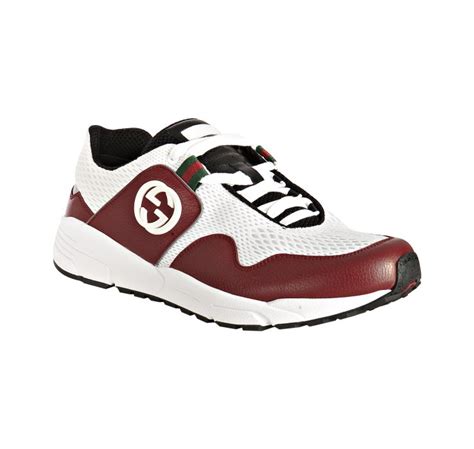 Lyst - Gucci Red Leather and Mesh Typhoon Sneakers in White for Men