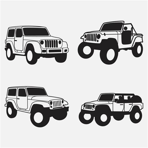 jeep silhouette set 36223498 Vector Art at Vecteezy