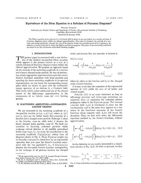 (PDF) Equivalence of the Dirac Equation to a Subclass of Feynman Diagrams - DOKUMEN.TIPS