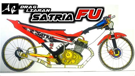 DRAG SATRIA FU,menggambar motor drag satria fu 200cc,cara menggambar ...