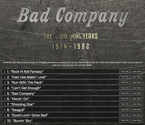 Create Your Fantasy Bad Company Set List – Bad Company Official Website