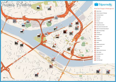 Pittsburgh Map Tourist Attractions - TravelsFinders.Com