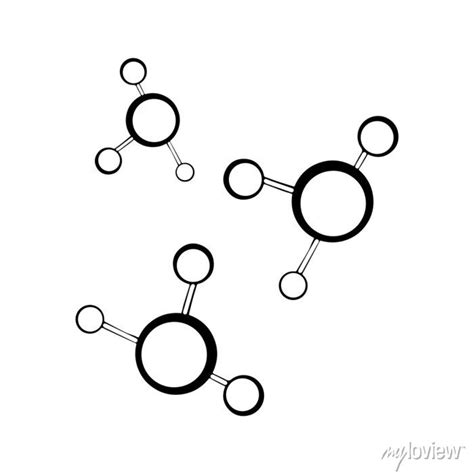 Hydrogen molecule vector drawing in black and white.hand drawing • wall ...