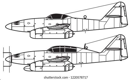 Messerschmitt Me262 Outline Vector Drawing Stock Vector (Royalty Free) 1220578717 | Shutterstock