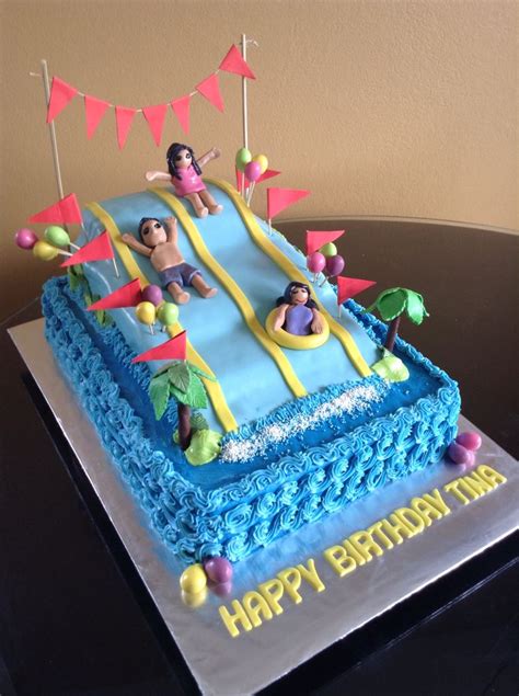 Water park cake | Pool party cakes, Waterslide cake, Water park birthday party