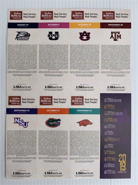 LSU Tigers Football 2019 Full Season 7 Ticket Sheet Stub National Champs Burrow | eBay