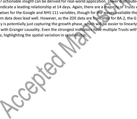 shows whether an indicator has a lead at 14 days or greater, which is... | Download Scientific ...